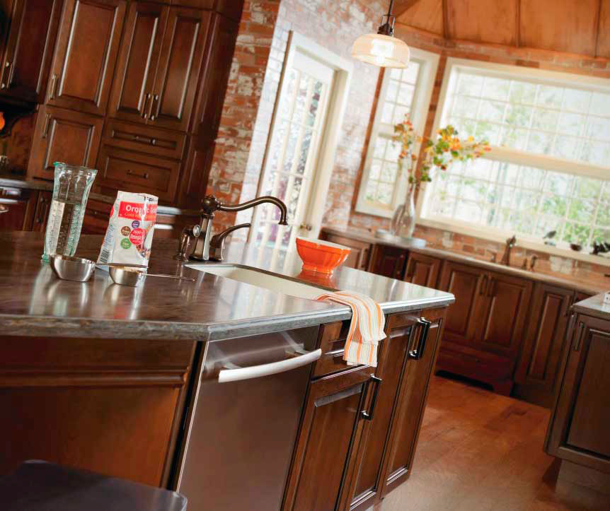 Dark cherry kitchen cabinets by Diamond Cabinetry