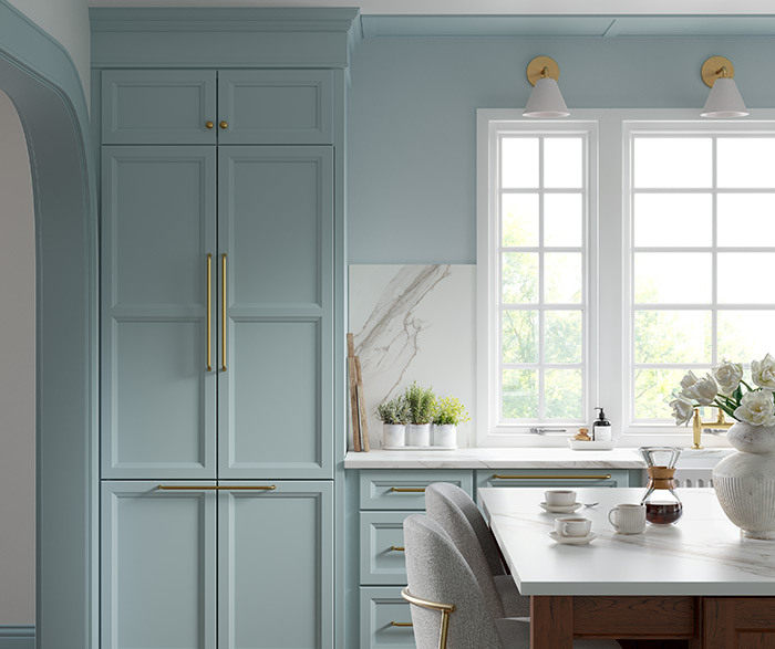 Custom Color Light Blue Kitchen Cabinets
