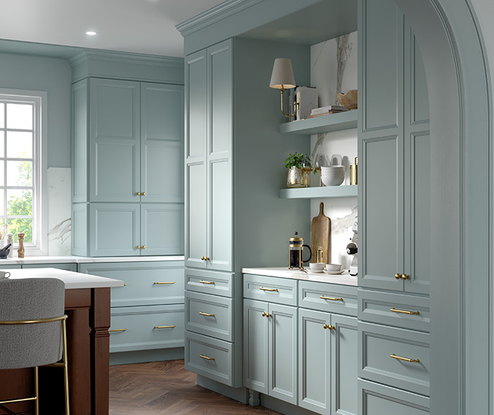 Custom Color Light Blue Kitchen Cabinets
